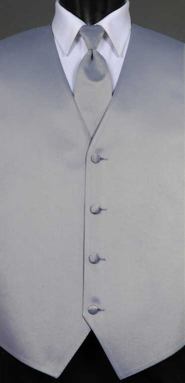 Platinum simply solid vest with matching Windsor tie