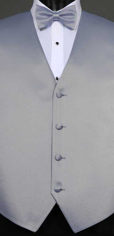 Platinum simply solid vest with matching bow tie
