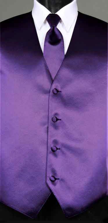 Purple simply solid vest with matching Windsor tie
