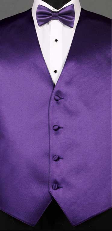 Purple simply solid vest with matching bow tie