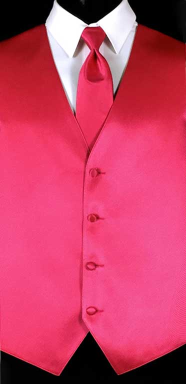 Raspberry Simply Solid Vest with Matching Windsor Tie