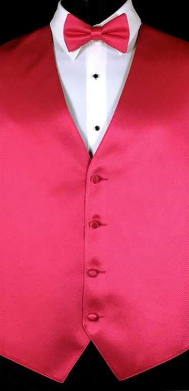 Raspberry simple solid vest with matching bow tie
