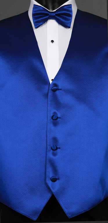 Royal Blue simply solid vest with matching bow tie