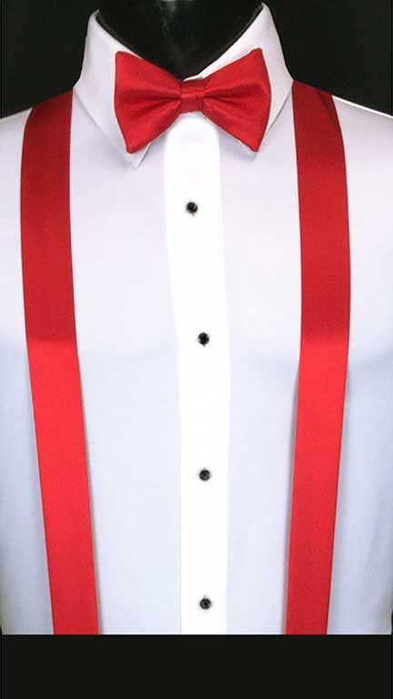 Ruby simply solid suspenders with matching bow tie