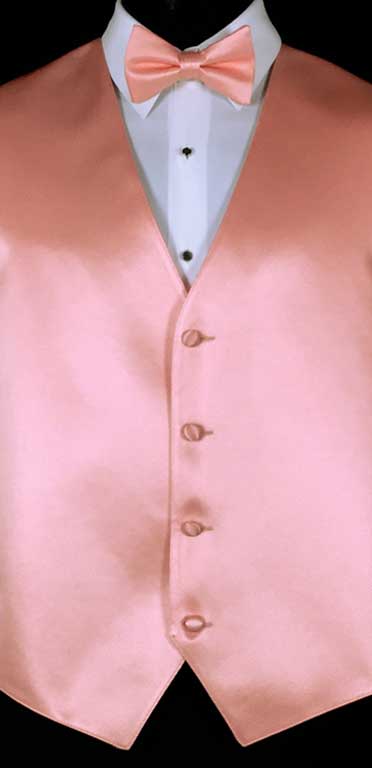 Salmon simply solid vest with matching bow tie