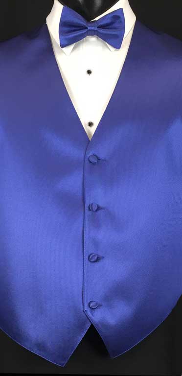 Sapphire Blue simply solid vest with matching bow tie
