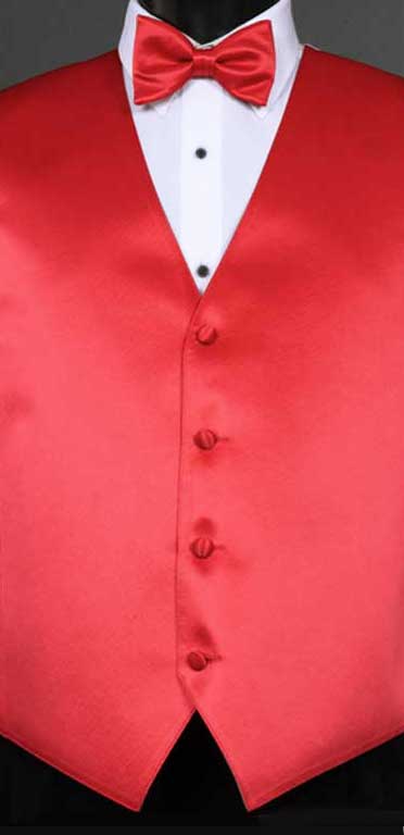 Strawberry simply solid vest with matching bow tie