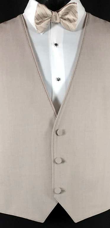 Tan Bartlett Vest by Allure Men. Shown with Tan Striped Bow Tie by Allure Men.