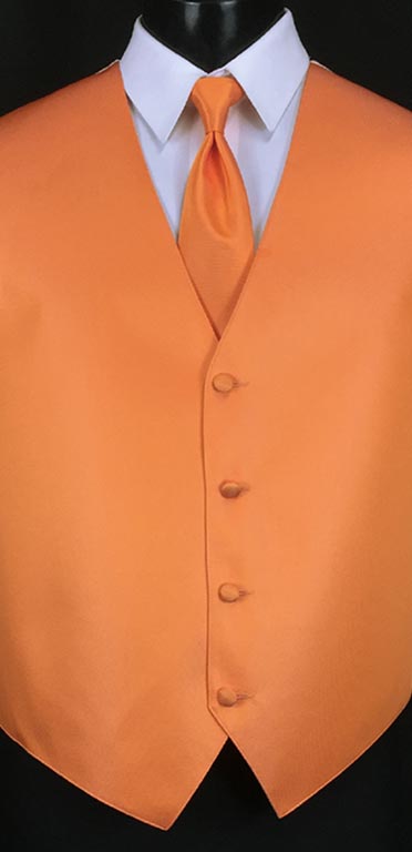 Tangerine simply solid vest with matching Windsor tie