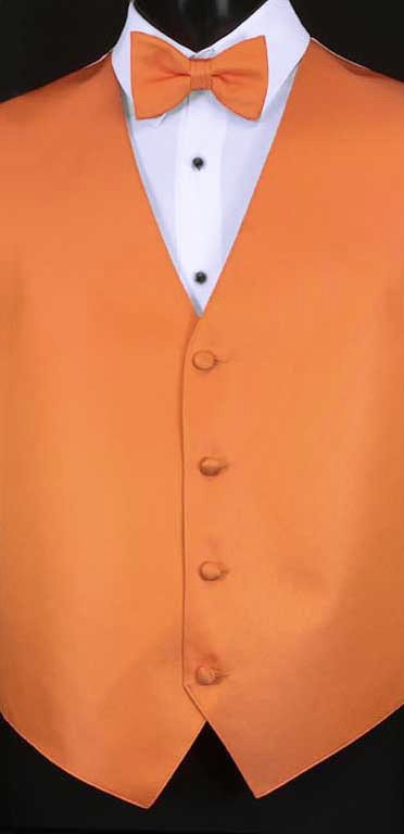 Tangerine simply solid vest with matching bow tie