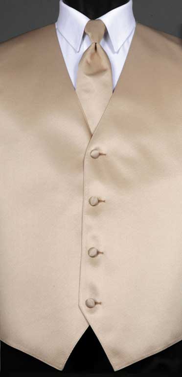 Taupe simply solid vest with matching Windsor tie