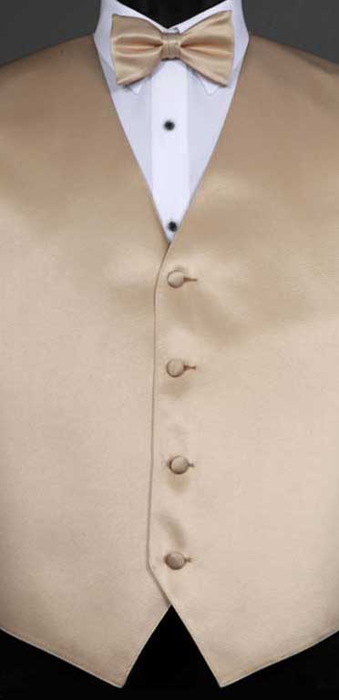 Taupe simply solid vest with matching bow tie