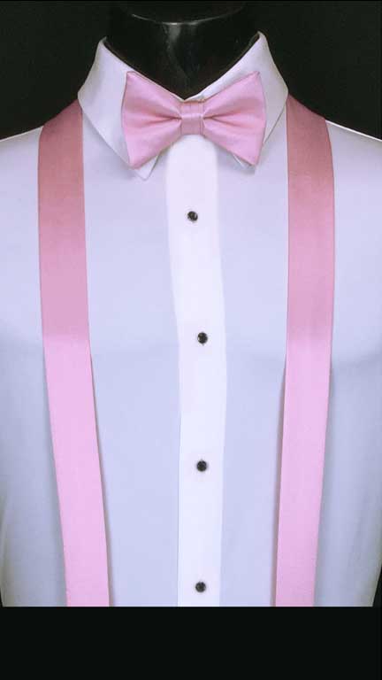 Tea Rose simply solid suspenders with matching bow tie