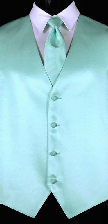 Tiffany Blue simple solid vest with matching Windsor tie