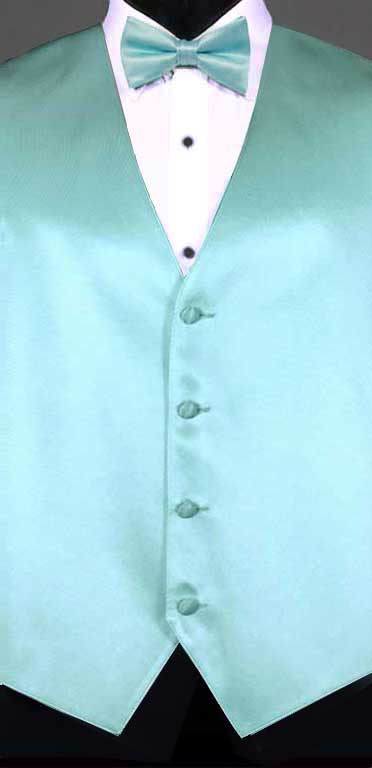 Tiffany Blue simple solid vest with matching bow tie