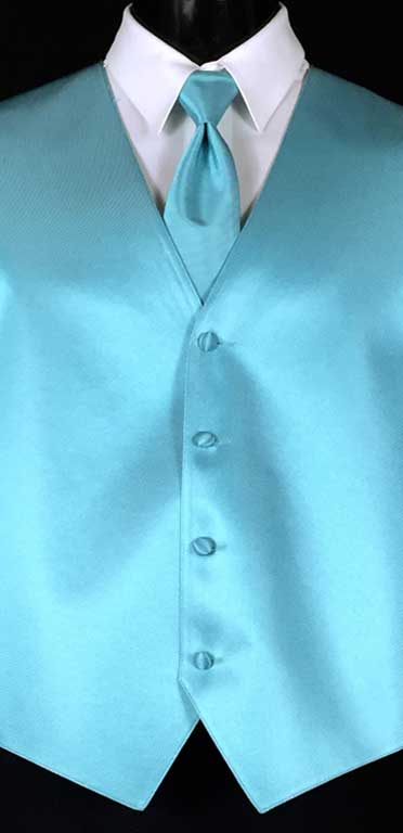 Turquoise Simply Solid Vest with Matching Windsor Tie