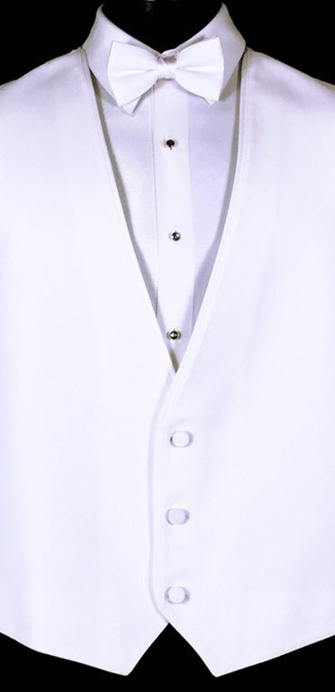 White Bartlett Vest by Allure for Men. Shown with White Satin Bow Tie.