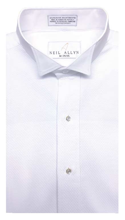 White pique shirt with a wing collar