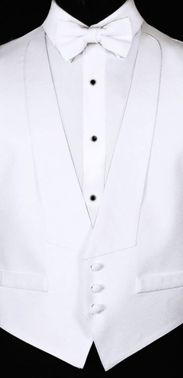 White Pique vest and bow tie and white pique shirt