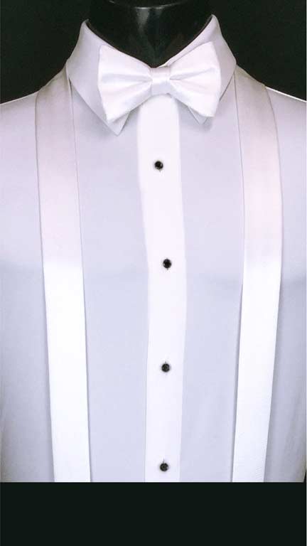 White simply solid suspenders with matching bow tie