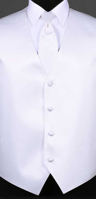 White simply solid vest with matching Windsor tie