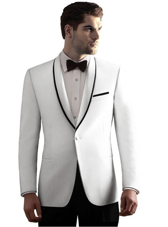 White Waverly dinner jacket with black lapel trim