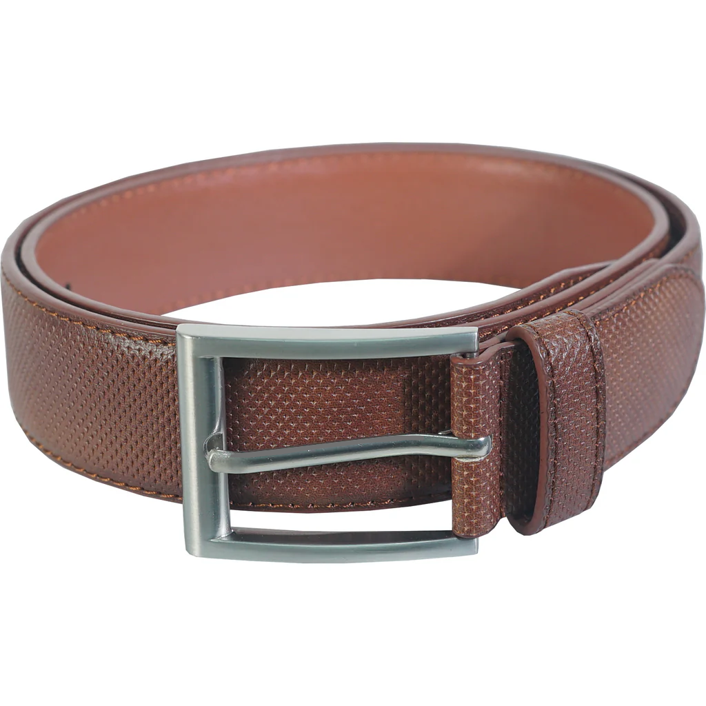 brown/cognac leather debossed belt