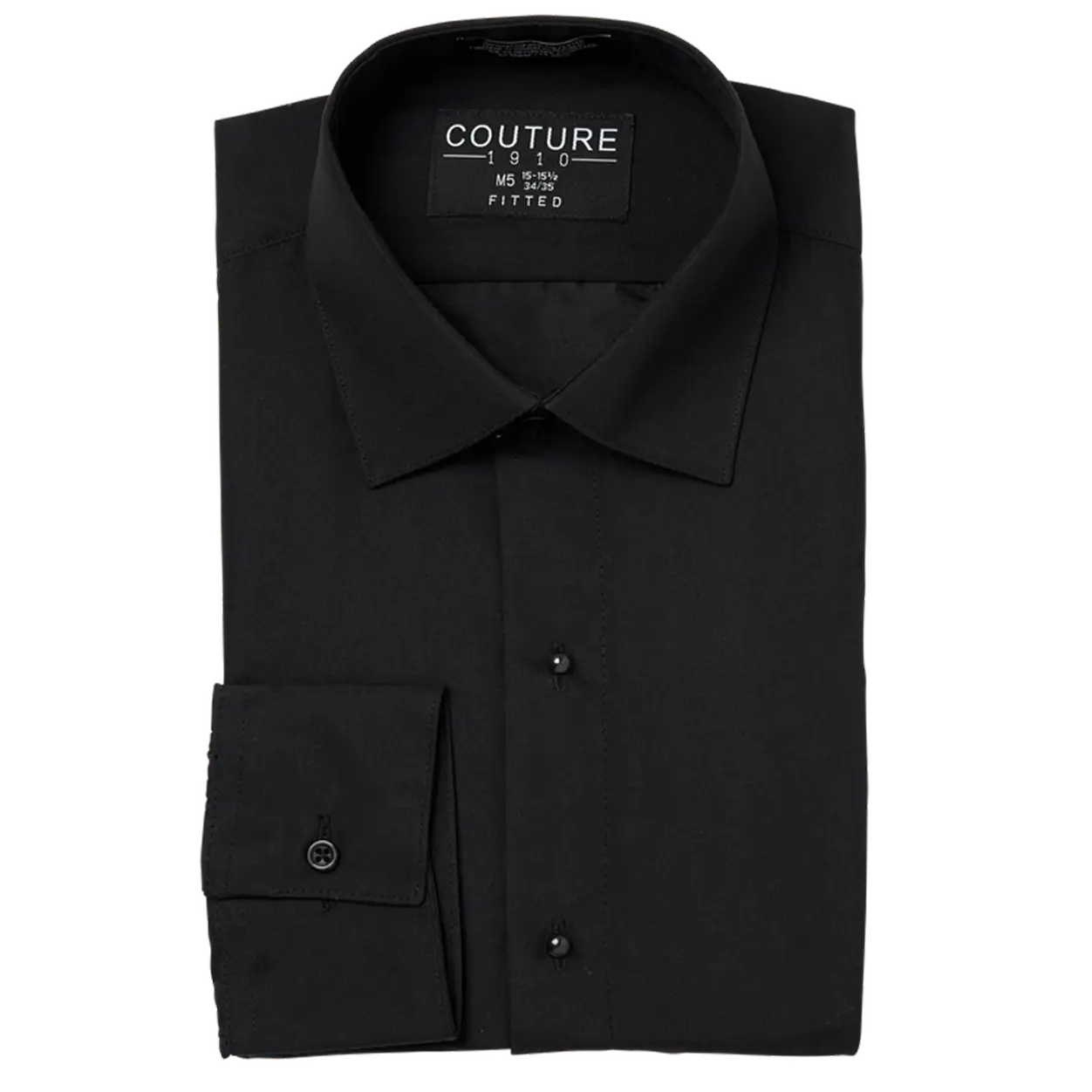 black laydown collar microfiber shirt