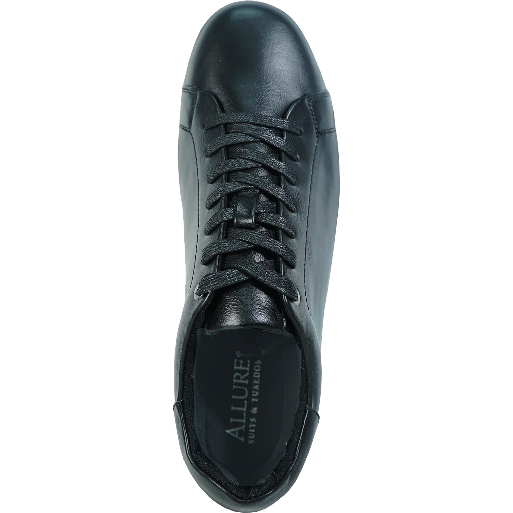 black leather sneaker shoe top view
