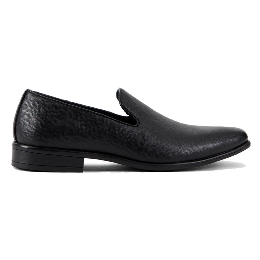 black slip on texture dress shoe