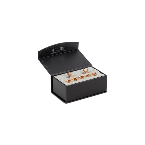gold knot stud and cufflink set