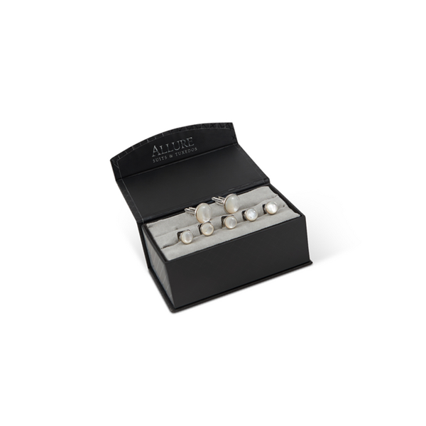 mother of pearl stud and cufflink set