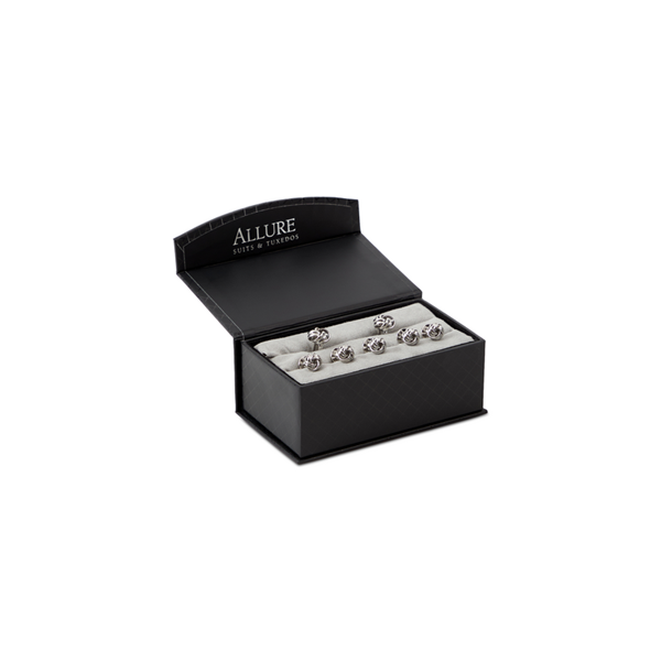 silver knot stud and cufflink set