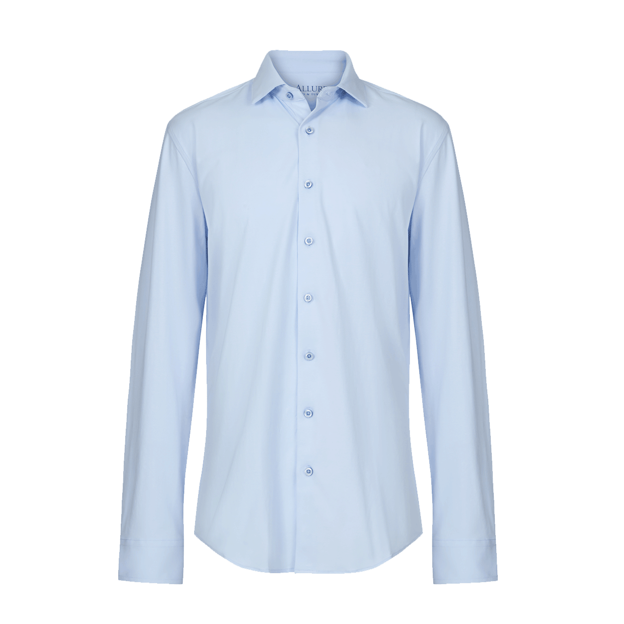 Sky Blue Laydown Collar Cotton Stretch Shirt