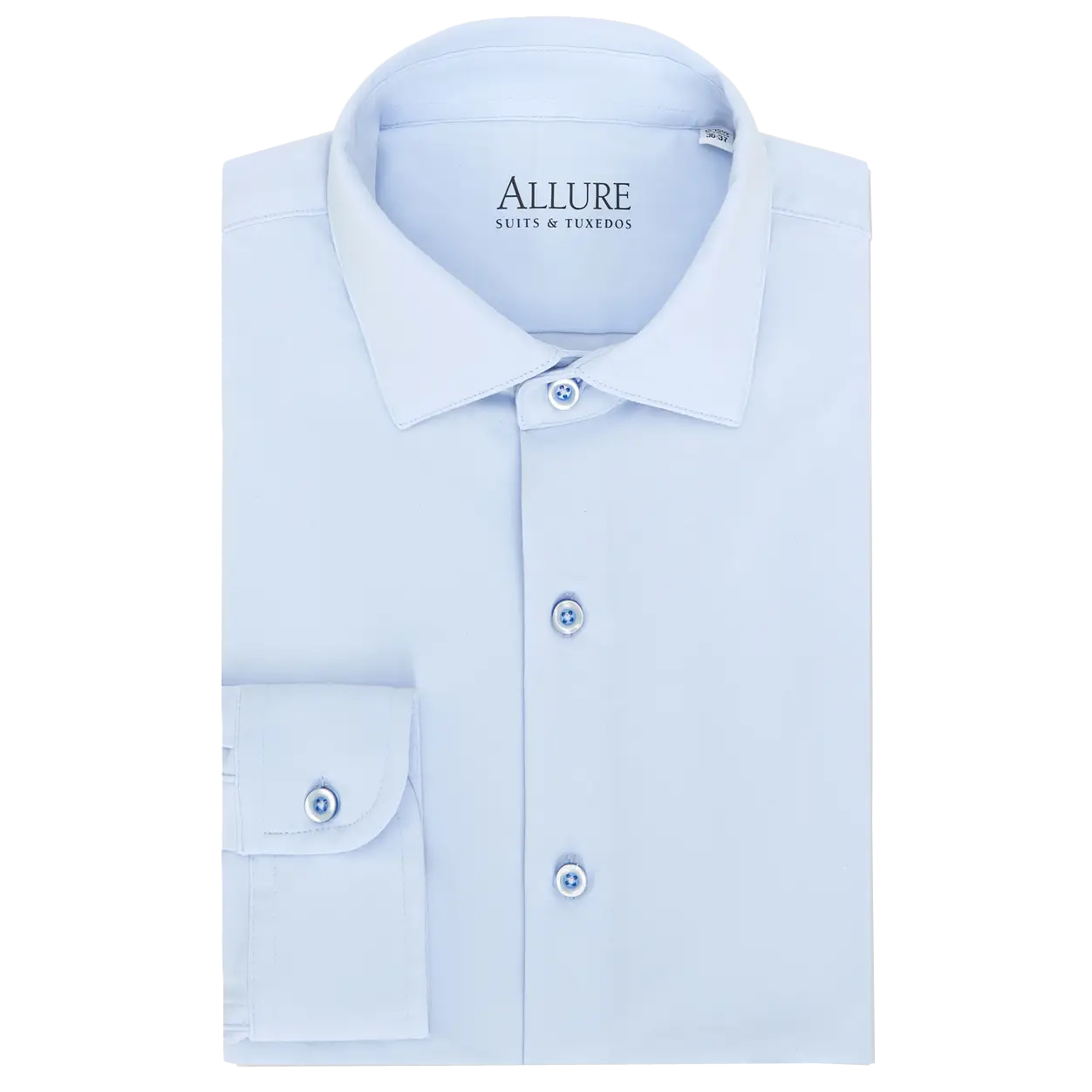 sky blue laydown collar cotton stretch shirt