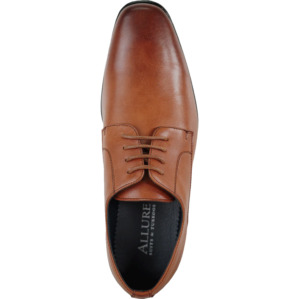 tan/brown/cognac lace up dress shoe top view