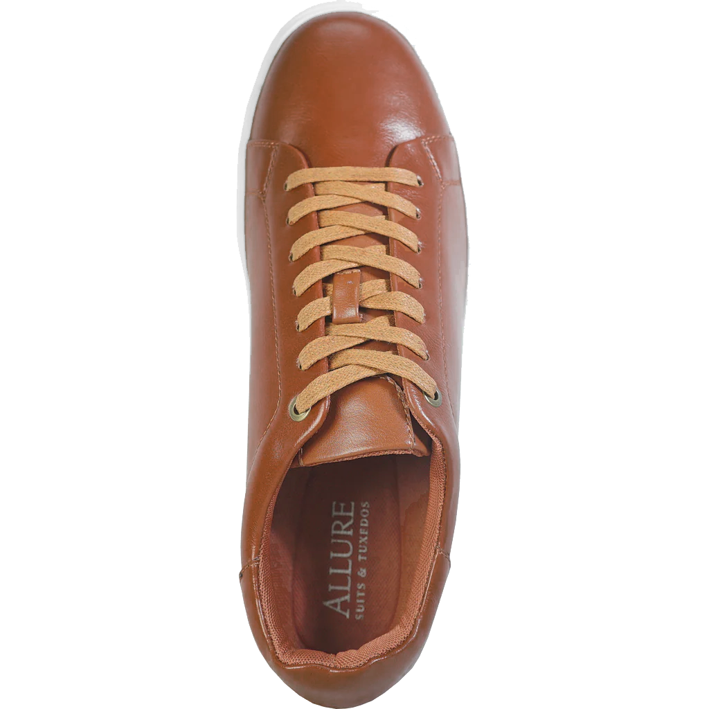 tan brown leather sneaker shoe top view