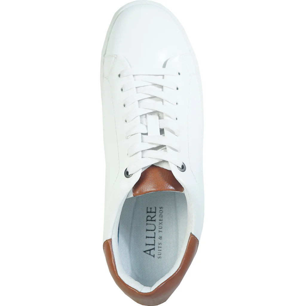 white leather sneaker shoe top view