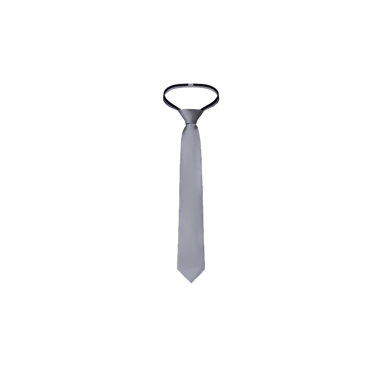boys silver silk zipper tie
