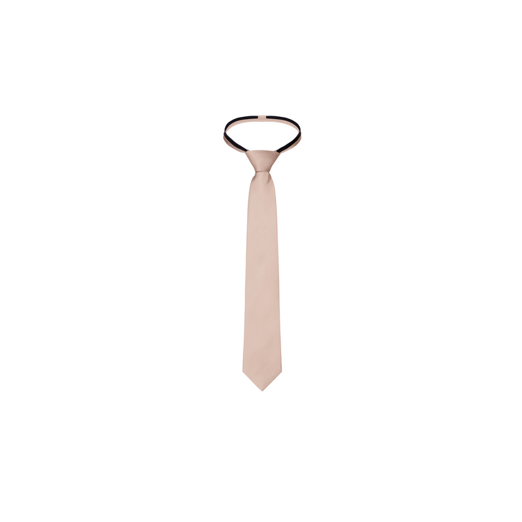 boys tan silk zipper tie