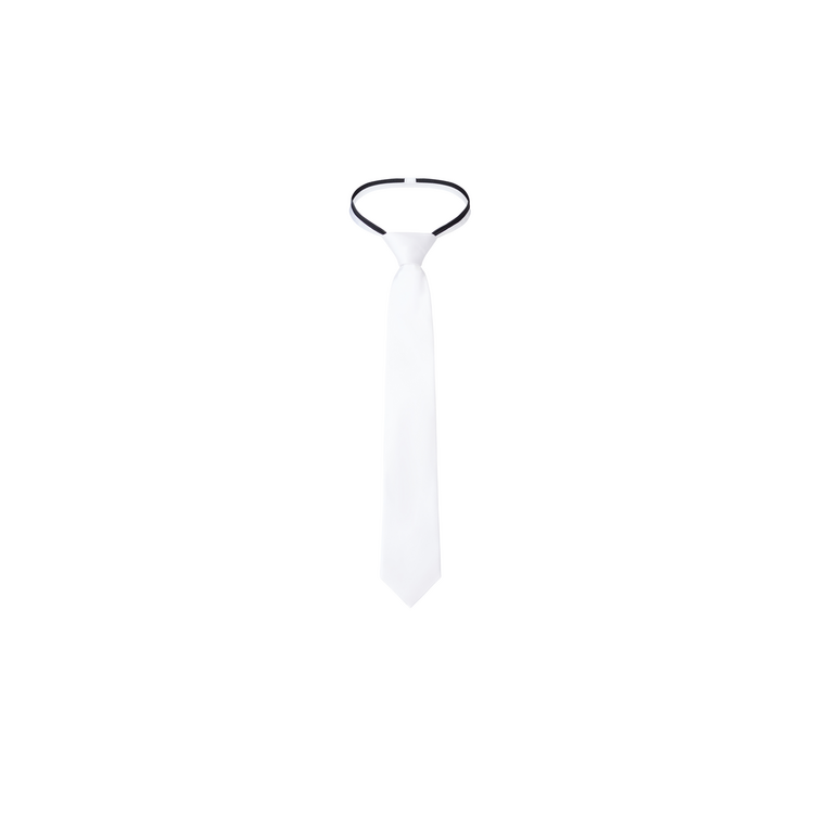 boys white silk zipper tie