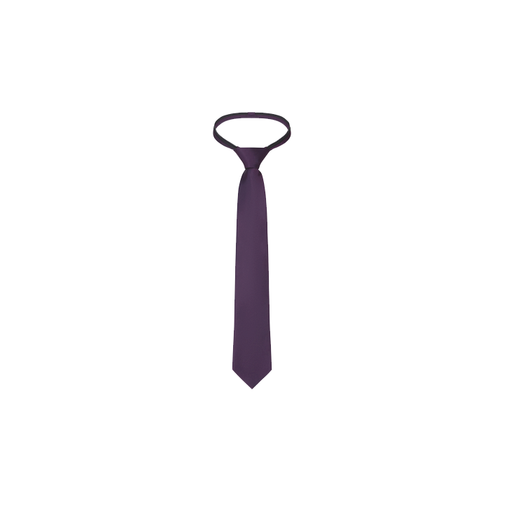 An aubergine color boy's silk necktie