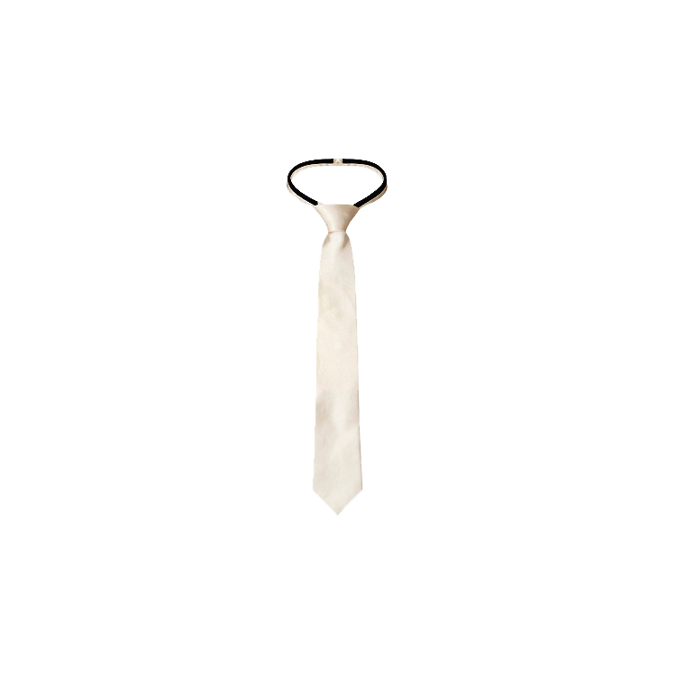 boys cream color silk zipper tie