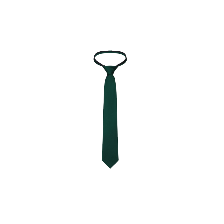 An emerald color boy's silk necktie