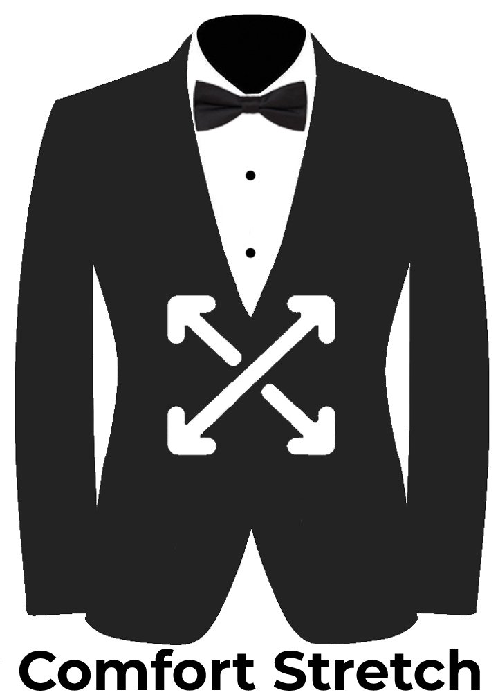 black tuxedo 4 way stretch fabric icon