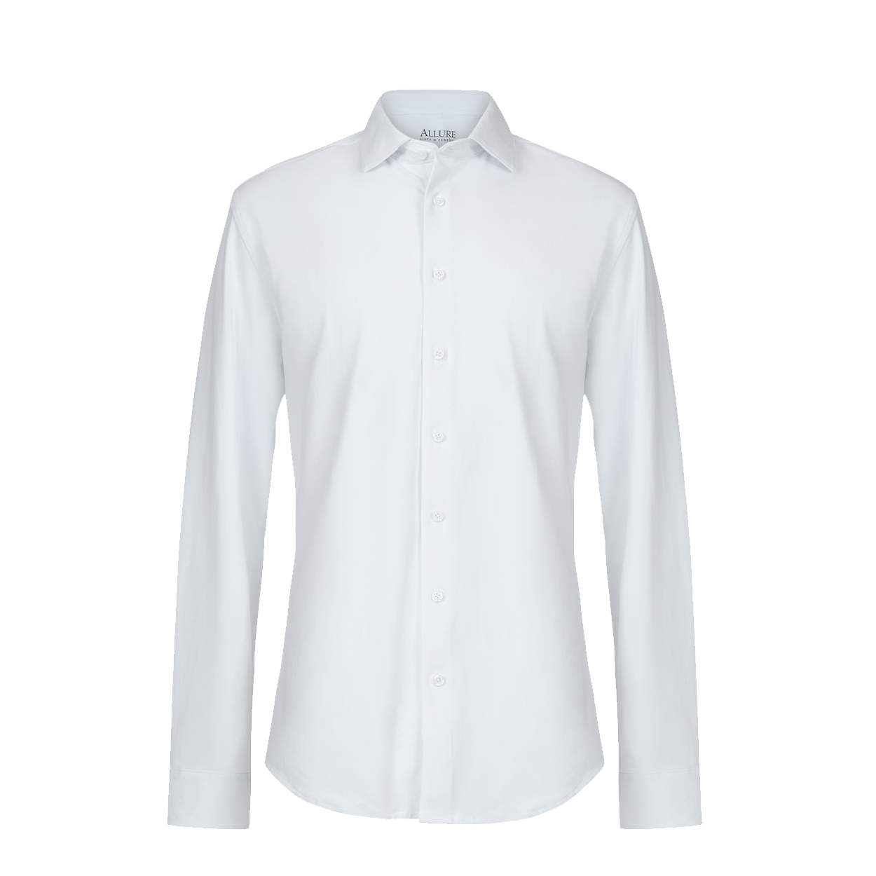 White Laydown Collar Cotton Stretch Shirt