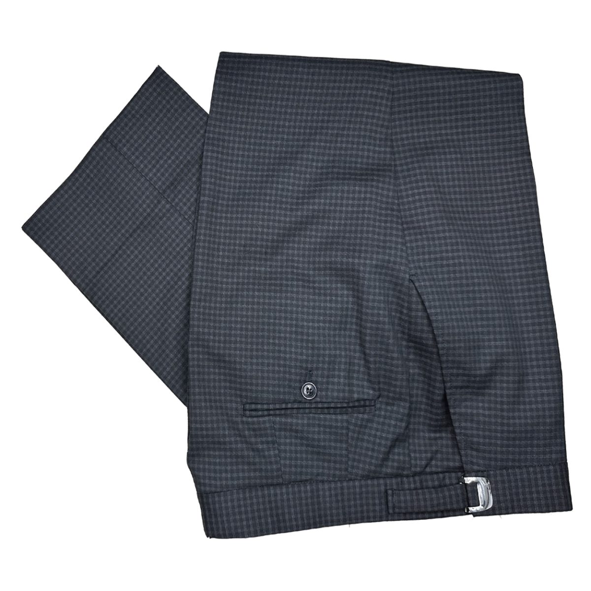 black and grey check adjustable waist pant