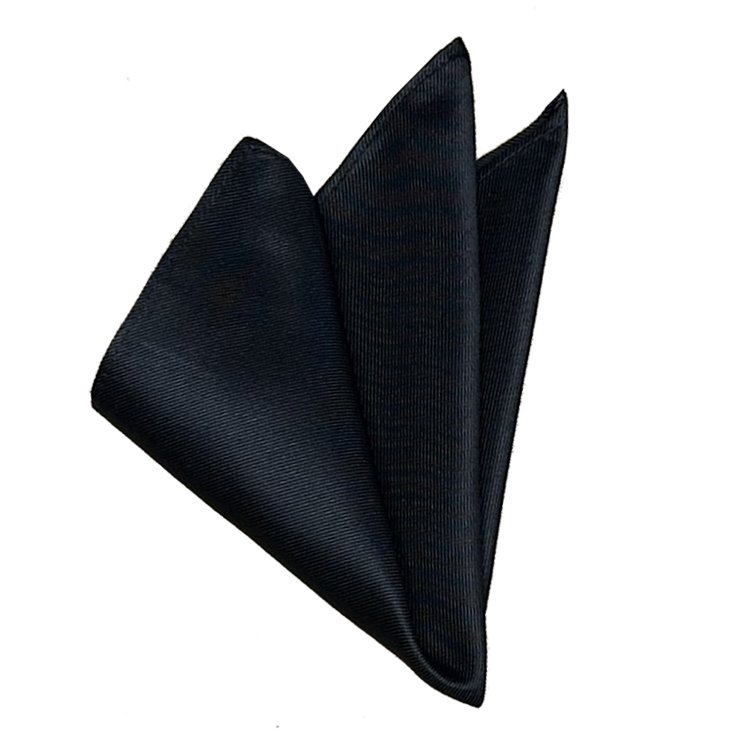 black simply solid pocket square
