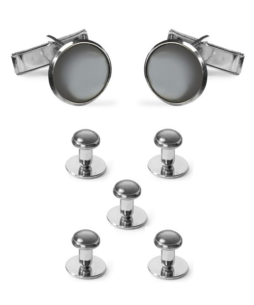 smoke grey & silver - stud & cufflink jewelry set
