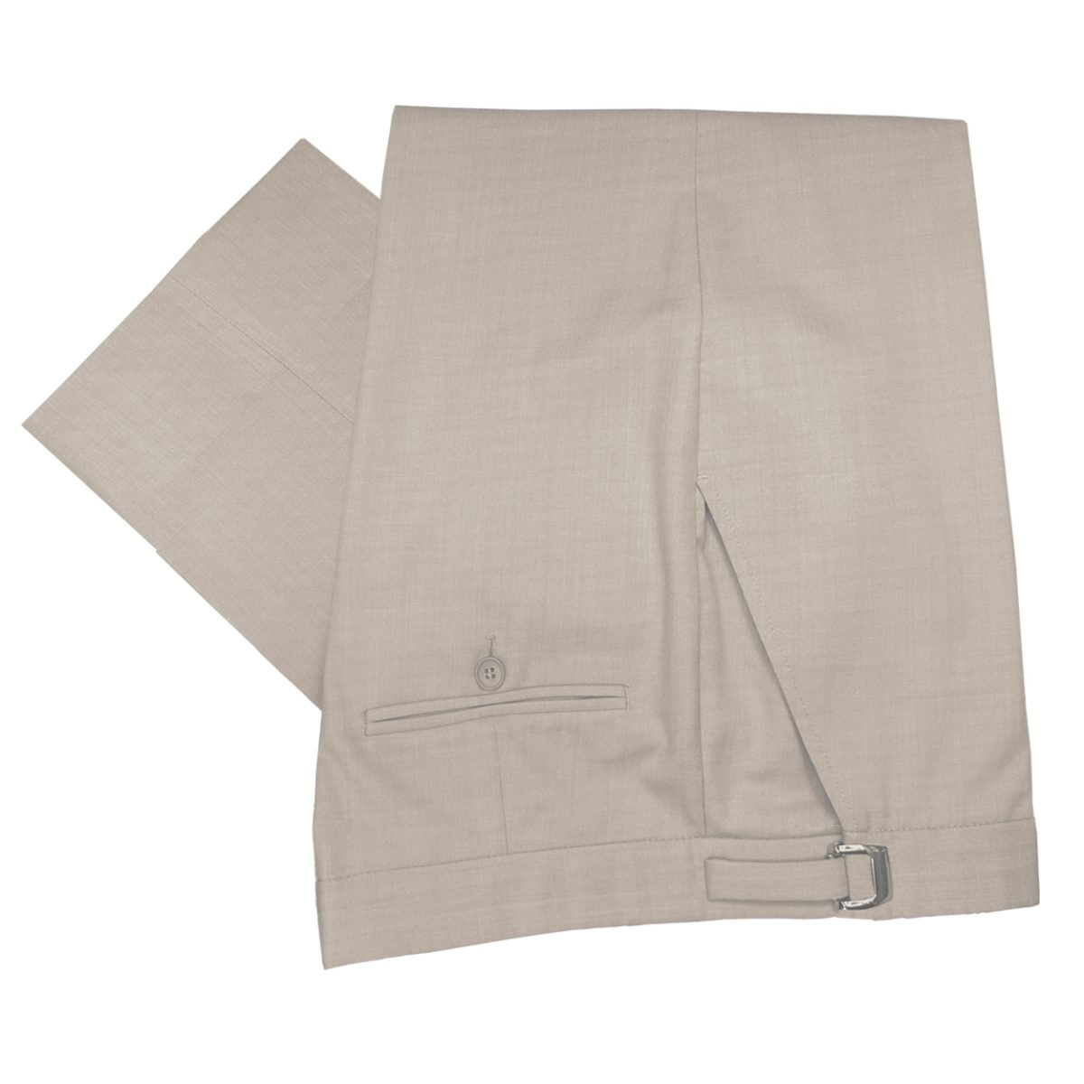 tan super 100's wool pant with an adjustable waistband
